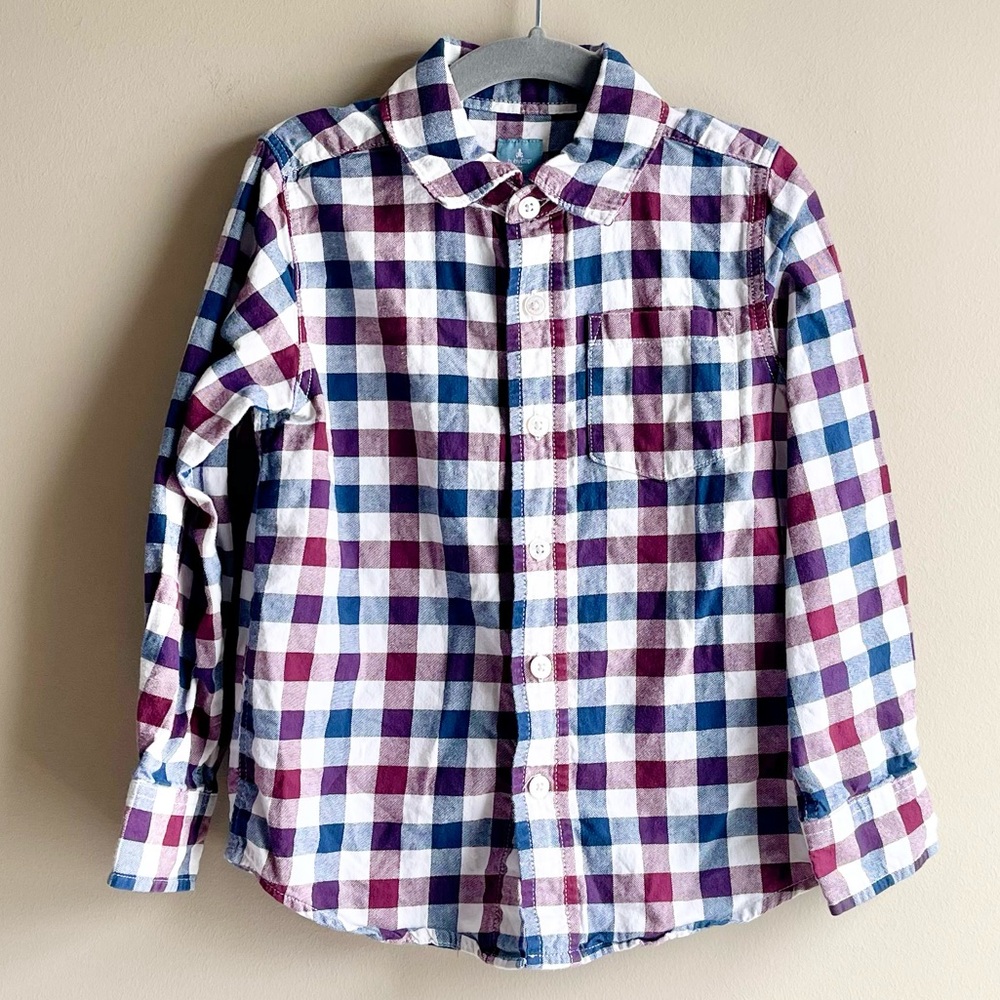 GAP Kids Checkered Button Down Shirt - Blue and Red